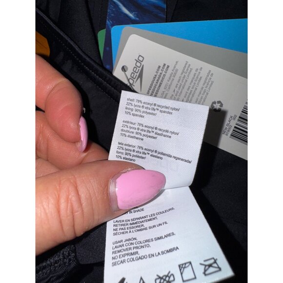 Speedo Powerflex Eco Black Swimsuit‎ Size 12/38 Swim Athletic Sports Pool Beach - Picture 8 of 10